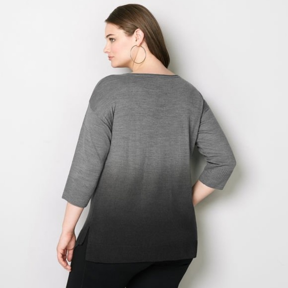 Avenue ||Plus Black Dip Dyed Asymmetrical Pullover - Picture 2 of 2